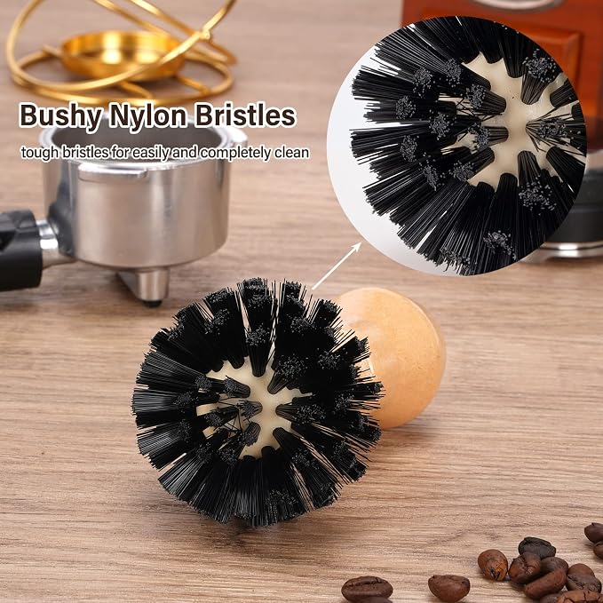 Coffee Portafilter Basket Cleaning Brush, Stiff Bristles and Wood Handle Coffee - Image 3