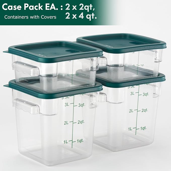 CURTA 4-Pack Food Storage Containers - 2 Qt & 4 Qt Square Clear Polycarbonate - - Image 3