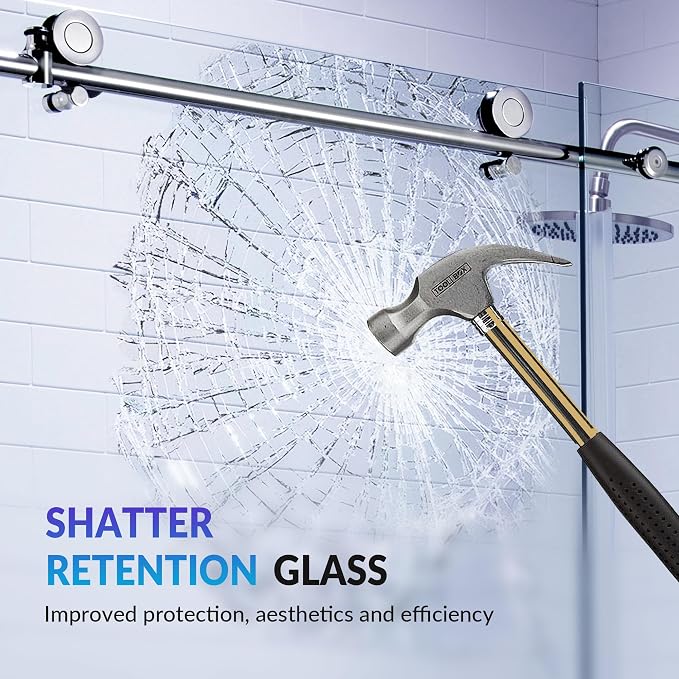 Woodbridge Frameless Single Sliding Shower Doors in Polished Chrome Finish - Image 6
