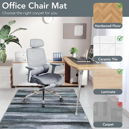 Office Chair Mat for Hardwood Floor&Tile Floor,48"X 60" Heavy Duty Desk Chair Mat for Hard Floors,Under Desk Rug for Rolling Computer Chair,Anti Slip,Low Pile Carpet Floor-Abstract Dark Grey