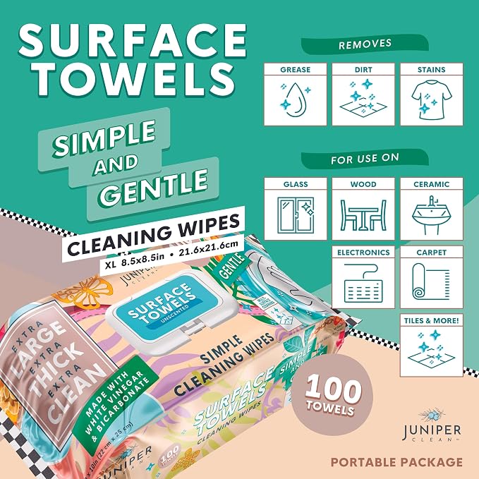 3 Packs Surface Cleaning Wipes Bleach Free, Thick & Large Dispose, All-Purpose - Image 2