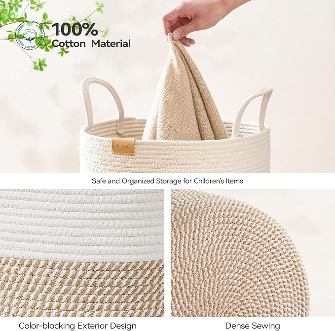 80L Laundry Hamper Basket, Baby Nursery Woven Storage Basket - Image 5