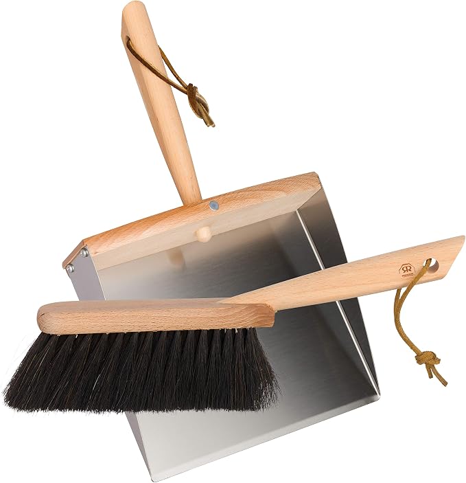 REDECKER Horsehair Fiber Hand Brush and Dust Pan Set, Heavy Duty Broom and by Redecker