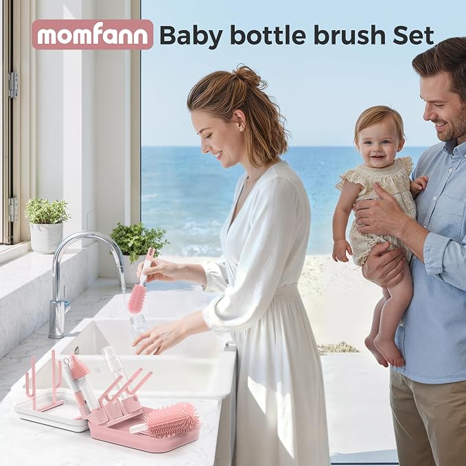 Baby Bottle Brush Set, 8 in 1 Magnetic Design Cleaner Bottle Brush Kit - Image 2