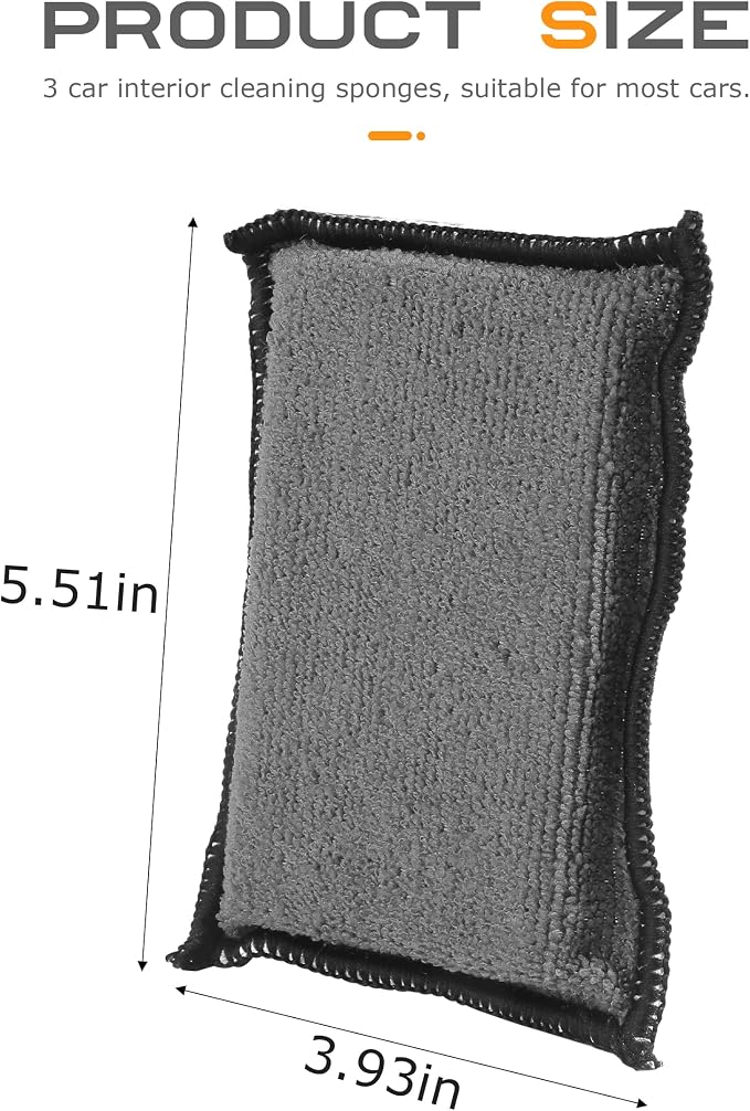 3PCS Car Interior Cleaning Sponge Block, Interior Scrub Pad, Car Accessories - Image 2