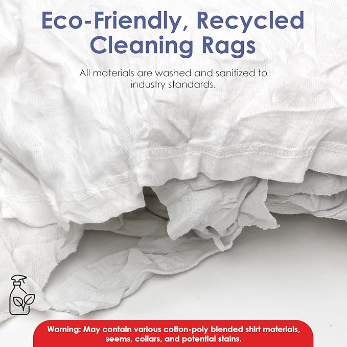 Huck & Terry White T-Shirt Bag of Rags, 100% Recycled Material, Cotton Blend - Image 2