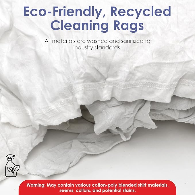 Huck & Terry White T-Shirt Bag of Rags, 7 LB, Recycled Material, Cotton Blend - Image 6