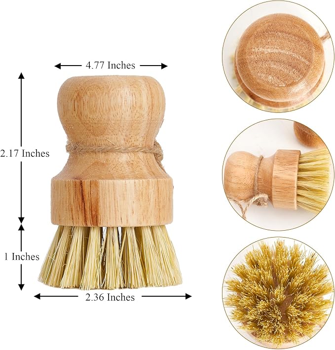 Bamboo Dish Brush Scrubber 3 Pack - Image 2