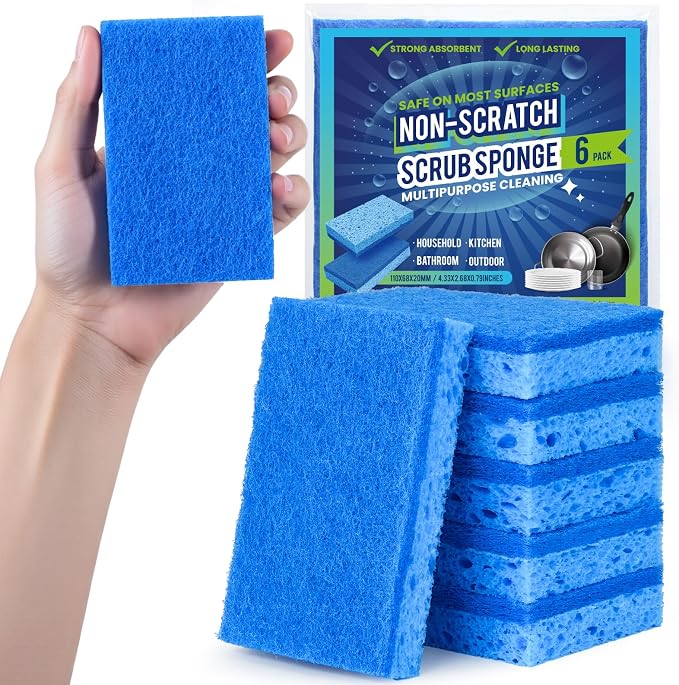 Kitchen Sponges, Non-Scratch Scrub Sponge, Dual Sided Cleaning Sponges by Metflavor