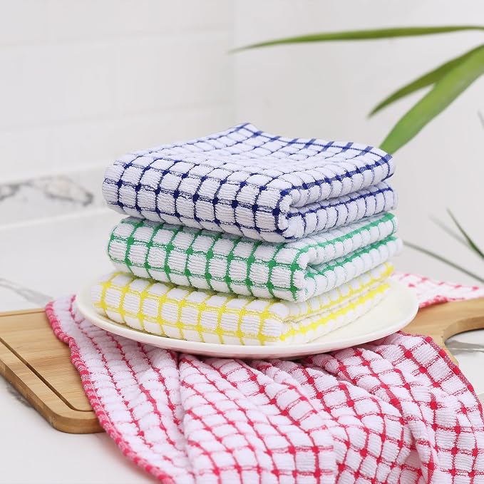 Kitinjoy Cotton 12 Pack Kitchen Towels and Dishcloths Sets, 16 x 25 Inch & 12 X - Image 8
