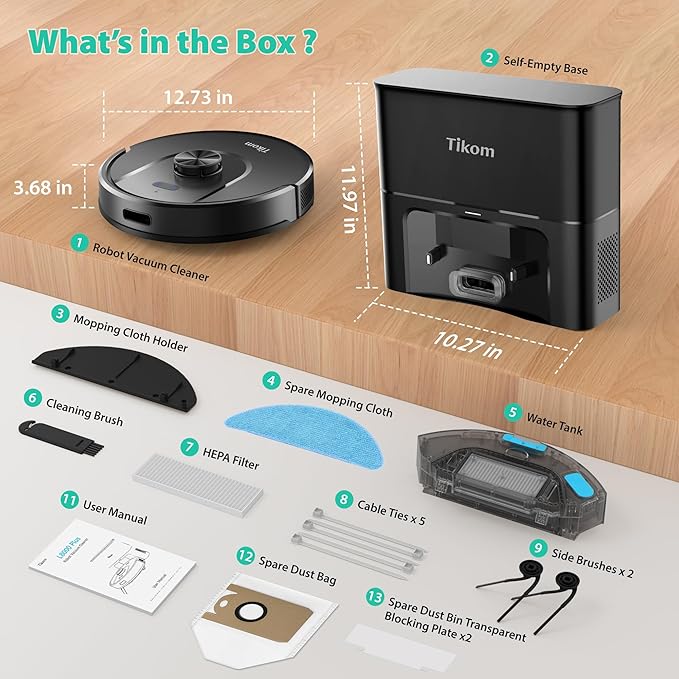 Tikom Robot Vacuum and Mop, 6000Pa Robotic Vacuum Cleaner - Image 9