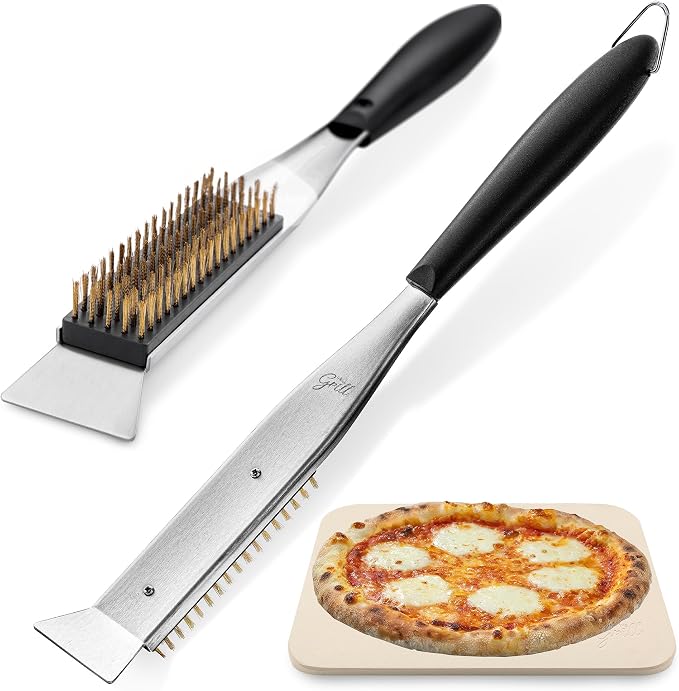 Hans Grill 2-in-1 Pizza Oven Brush & Scraper | Dual-Purpose Pizza Stone Brush - Image 8