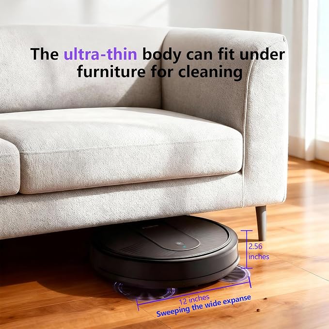 Robot Vacuum Cleaner, 3000Pa Powerful Suction, 2.56-inch Ultra-Slim Body - Image 5