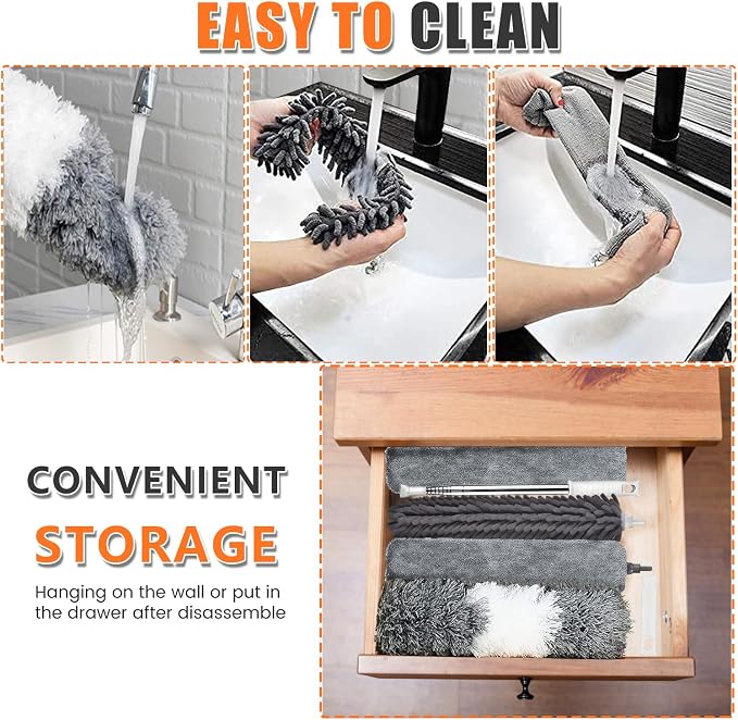 Microfiber Feather Duster, Washable & Reusable Cleaning Kit - Image 5