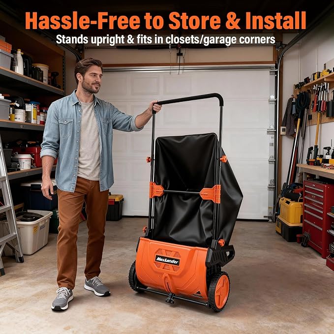 Manual Push Lawn Sweeper, 21-Inch Wide Coverage, Adjustable Height Design - Image 8