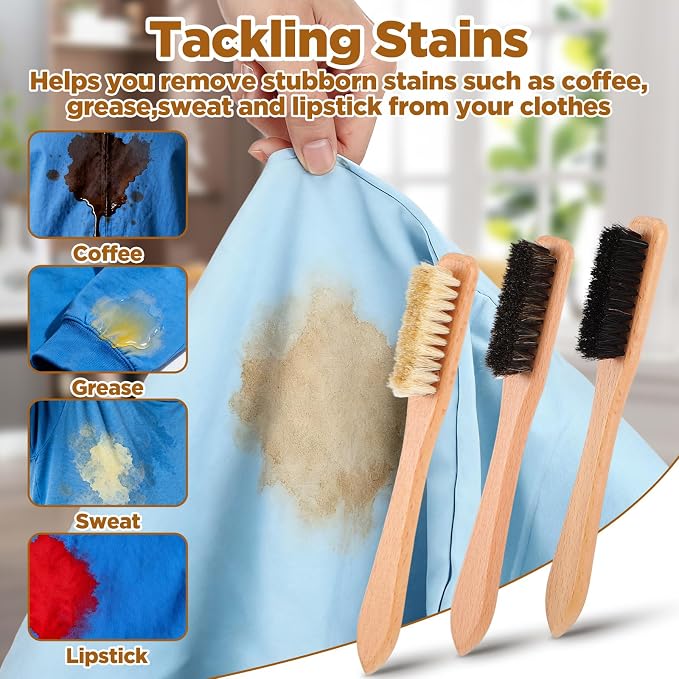 3 Pcs Wood Laundry Stain Brush Set - Image 2
