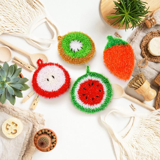 16 Pieces Fruit Dish Scrubber, Non Scratch Dish Washing Sponge, Double Layer - Image 7