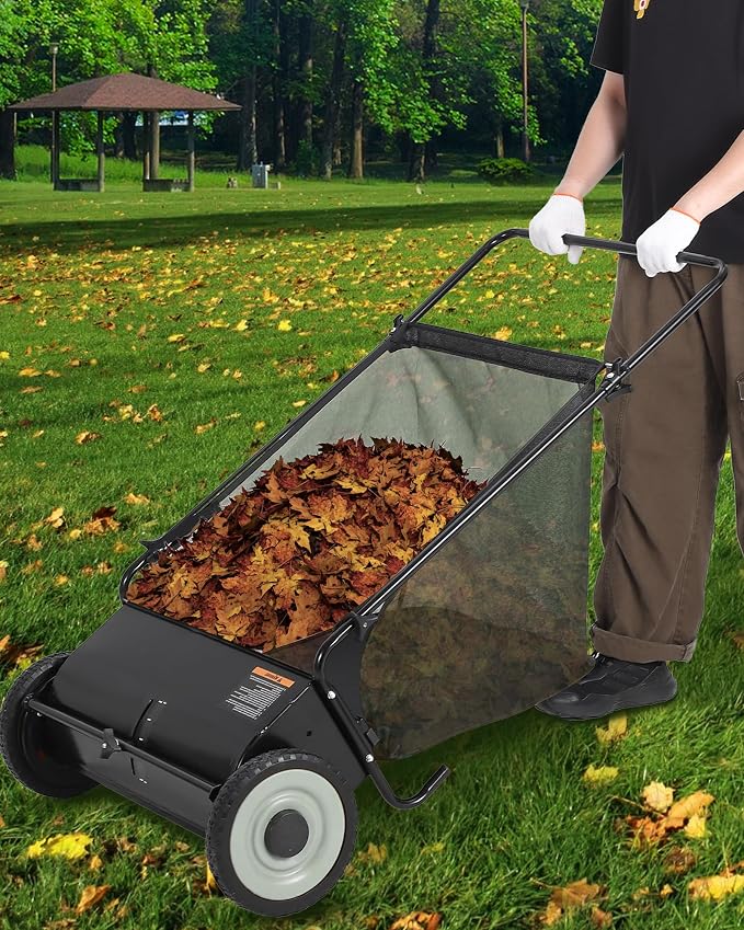 26-Inch Push Lawn Sweeper, 7 Cu. Ft. Hopper Capacity Leaf & Grass Collector - Image 7