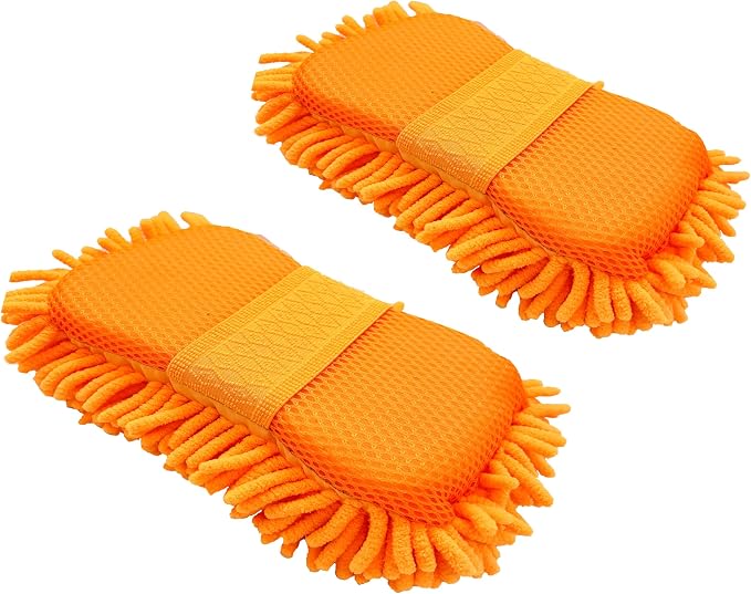 Microfiber Car Wash Sponge-Non-Scratch Wash Mitt-Two Sided Chenille Microfiber by Unknown
