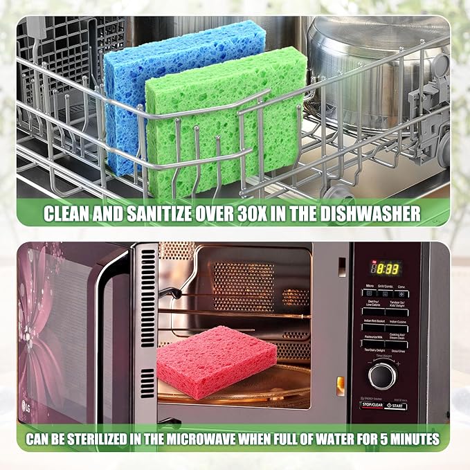 12 Counts Multipurpose Kitchen Sponges Pack Compostable Biodegradable - Image 6
