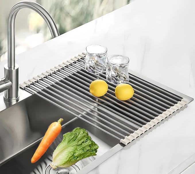 Roll Up Dish Drying Rack, 17.7" x 11.8" Over The Sink Dish Drying Rack by Sayehuanye