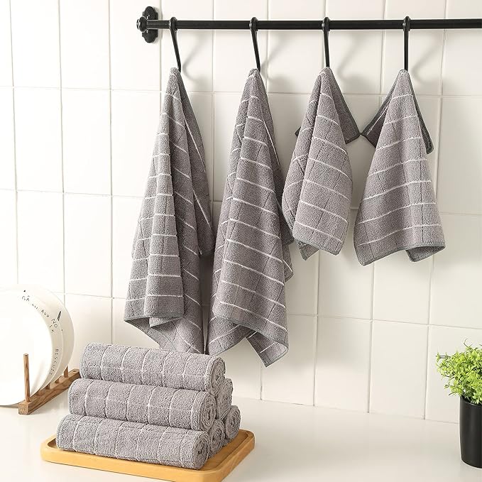 Microfiber Kitchen Towels and Dishcloths Set, 26 X 18 Inch and 12 X 12 Inch - Image 6
