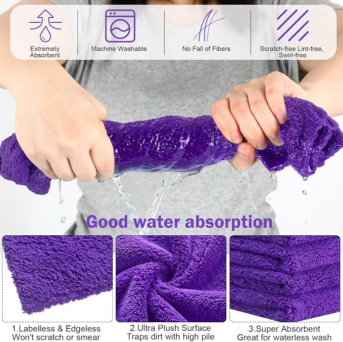 Tallew 15 Pcs 15 Pcs Car Microfiber Towels Buffing Drying Wash Cleaning Cloths - Image 2