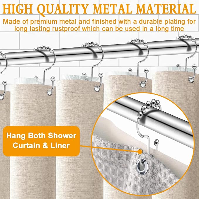 Shower Curtain Hooks, Free Sliding Double Shower Hooks - Image 2