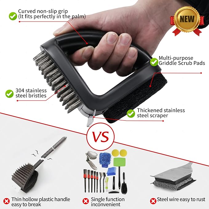 4-in-1 Grill Brush Combined BBQ Brush, Ultra Safe & Heavy-Duty Grill Cleaner - Image 3