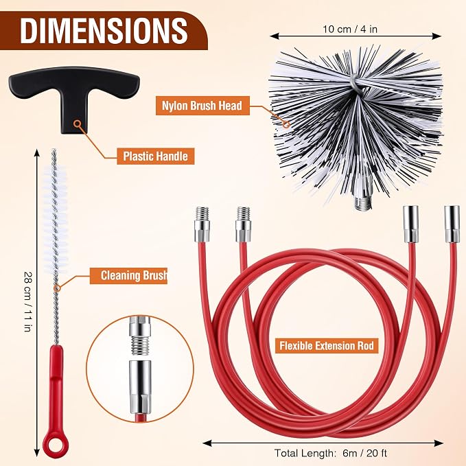 Feekoon Pellet Stove Cleaning Kit, 20 FT Flexible Steel Rod - Image 2