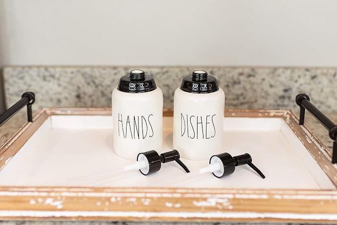 Modern Farmhouse Ceramic Dishes and Hands Soap Dispenser Set - Image 8