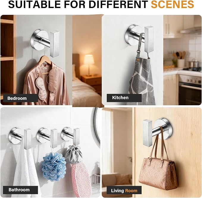 Towel Hooks for Bathrooms, Brushed Nickel Towel Hook for Kitchen Bathroom - Image 7