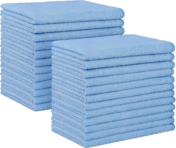 HOMEXCEL Blue Microfiber Cleaning Cloth, 24 Pack Absorbent Cleaning Rags by HOMEXCEL