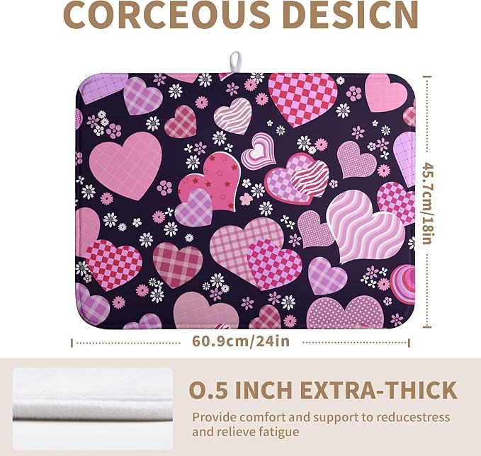 Valentine Pink Love Heart Dish Drying Mat - Image 2