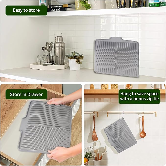 Silicone Dish Drying Mat 16x13 Multiple Usage, Easy clean, Eco-friendly - Image 6