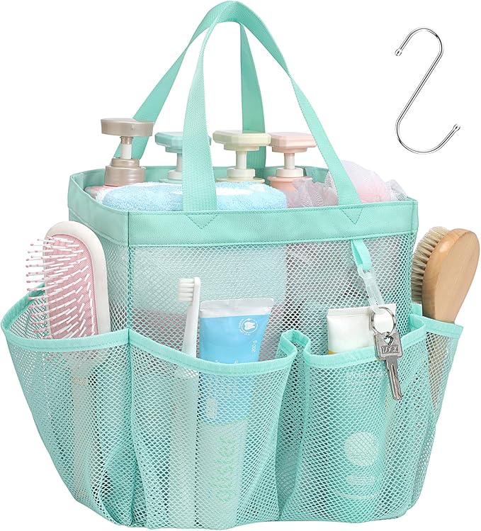 F-color Mesh Shower Caddy Portable, Upgrade Deeper 7 Pockets Shower Bag Basket by F-color