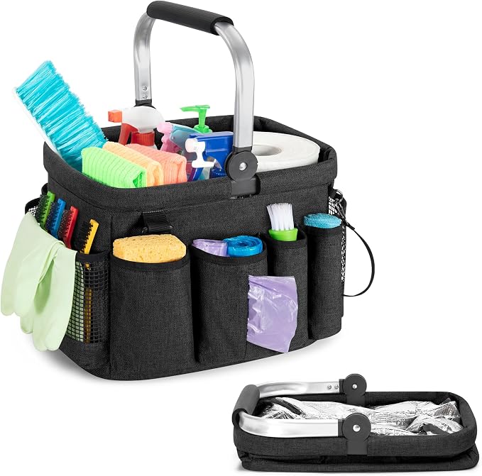 Cleaning Caddy Organizer with Handle, Cleaning Tote Bag with Multiple Pockets by PGmoon