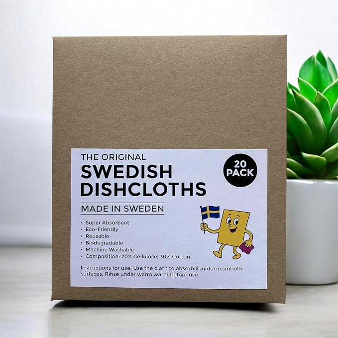 Original Swedish Dishcloths – 20 Pack Reusable Cellulose Sponge Cloths | Made - Image 2