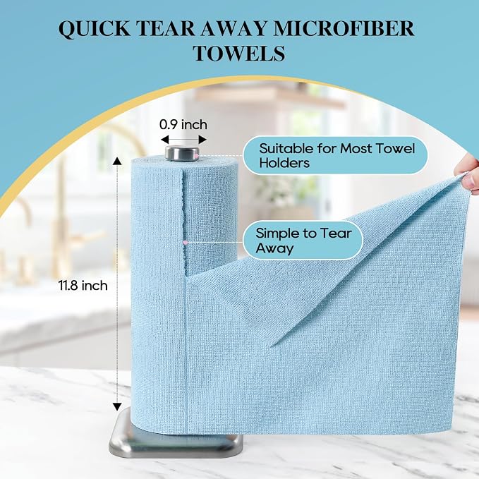 HONOVA Microfiber Cleaning Cloth Roll 45 Pack, Tear Away Microfiber Towels Roll - Image 2