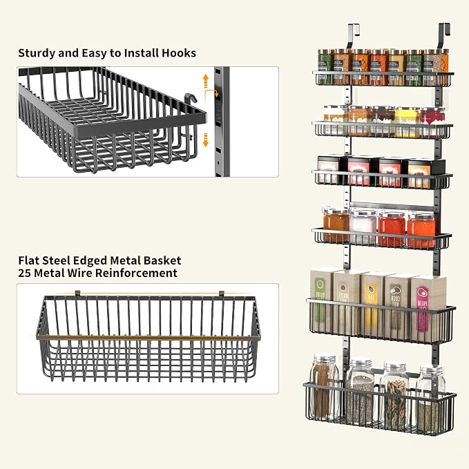 Moforoco 6-Tier Over The Door Pantry Organizer, Pantry Organization and Storage - Image 3
