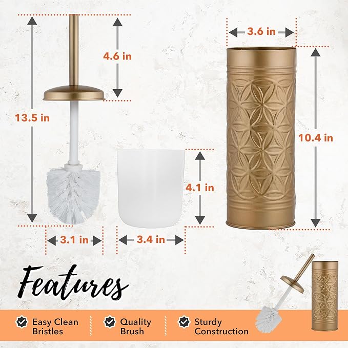 Autumn Alley Antique Gold Toilet Brush and Holder Set, Standing Toilet Brush - Image 5