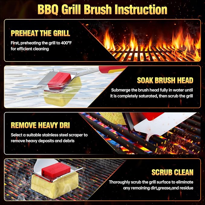 Grill Cleaning Brush Bristle Free Outdoor 19inch Extended Handle Grill Cleaner - Image 6