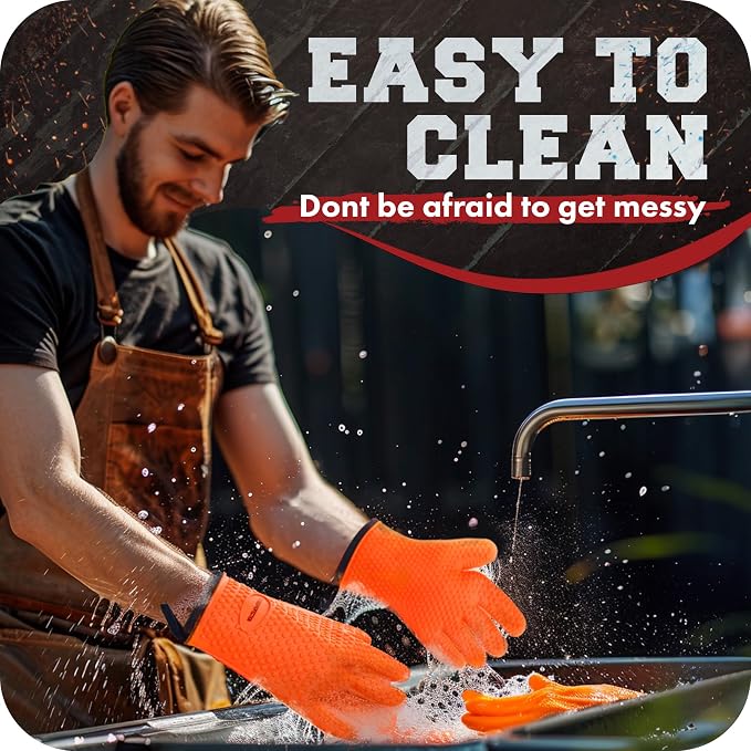 KITCHEN PERFECTION XL Silicone Smoker Oven Gloves-Extreme Heat Resistant BBQ - Image 7