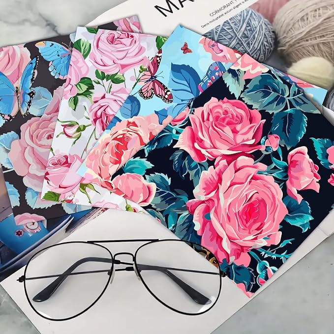 CREATCABIN 6 Packs Thickened Glasses Cleaning Cloth Elegant Flower Design - Image 6