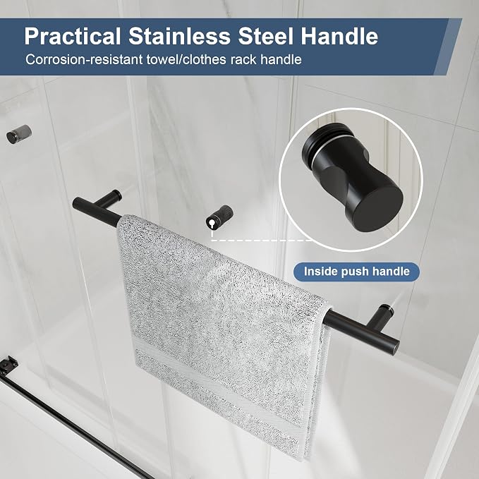 Frameless Double Sliding Shower Doors, 49-54" W x 76" H Shower Glass Door - Image 4