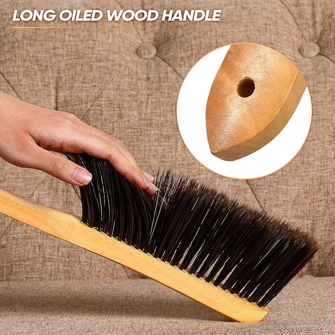 Patelai 2 Pieces Wooden Bench Brushes Fireplace Brush Natural Fiber Bench Soft - Image 3