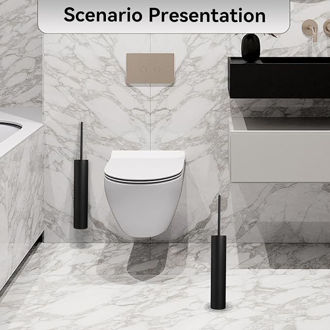 Wall Mounted Matte BlackToilet Brush - Image 4