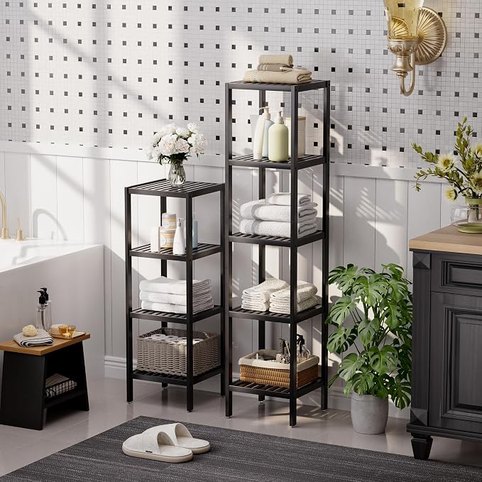 SMIBUY Bathroom Storage Shelf, 4-Tier Bamboo Rack Organizer - Image 4