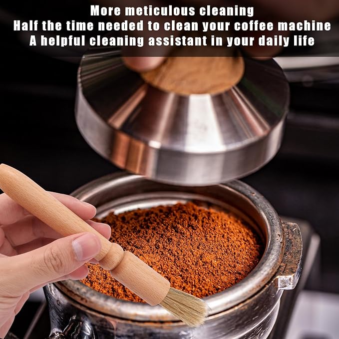 6pcs Coffee Cleaning Brush Set, Natural Bristle Coffee Grinder Brush Long - Image 5