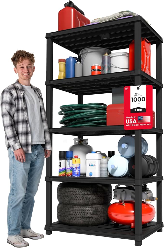 IRIS USA 5-Shelf Extra Heavy Duty Deep Plastic Storage Shelves, 1000lb Capacity by IRISUSA